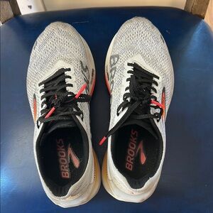 Brooks Gray Running Shoes with Orange and Yellow Accents